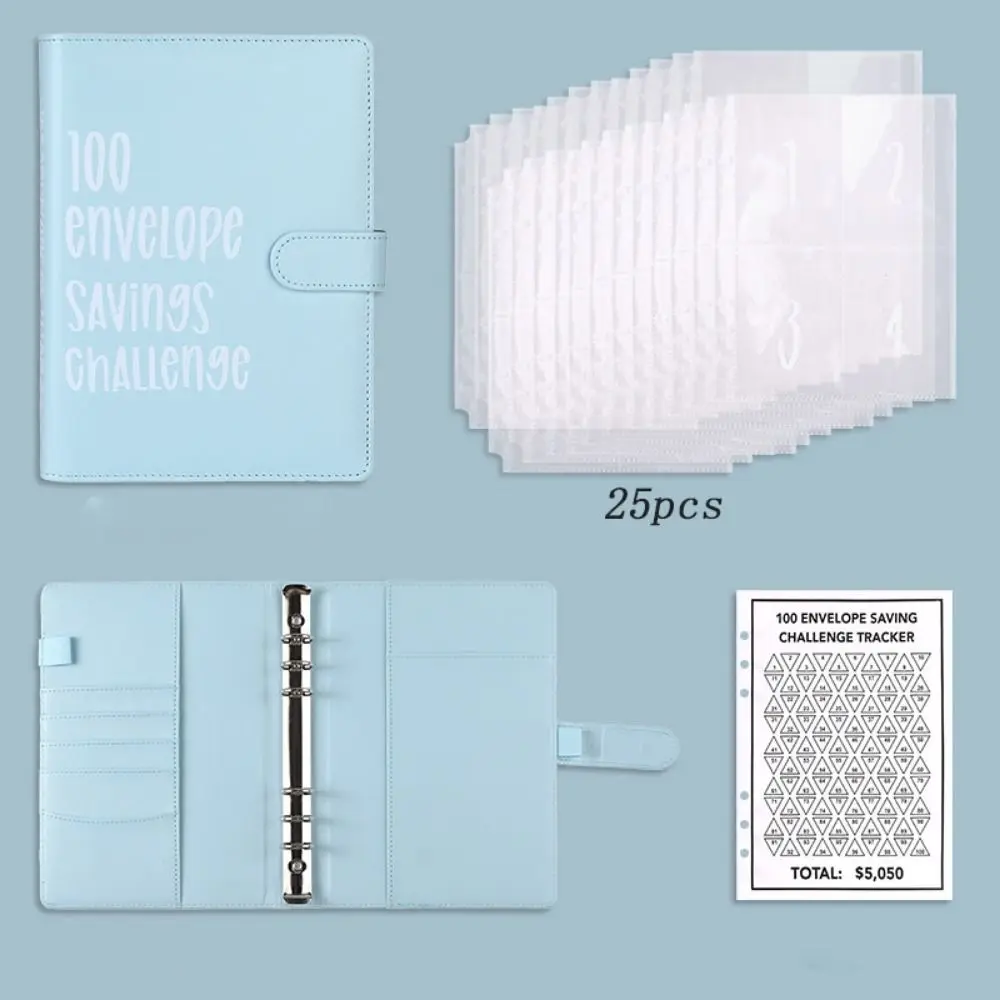 With Cash Envelopes 100 Envelope Challenge Binder Habit Cultivation Spiral Binder A5 Budget Binder Planner Money Saving