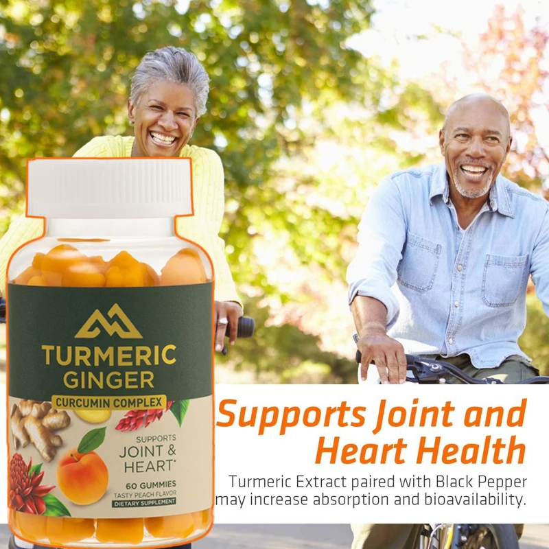 Turmeric and curcumin contain black pepper extract and ginger gummies, with high absorption and joint support -60 gummies