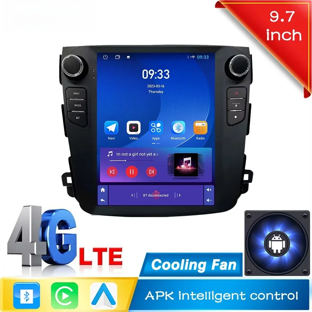 9.7inch Vertical Screen Android Car Audio for Outlander 2005-2011 Car Autoradio FM/AM Mirror Links Colling Fan