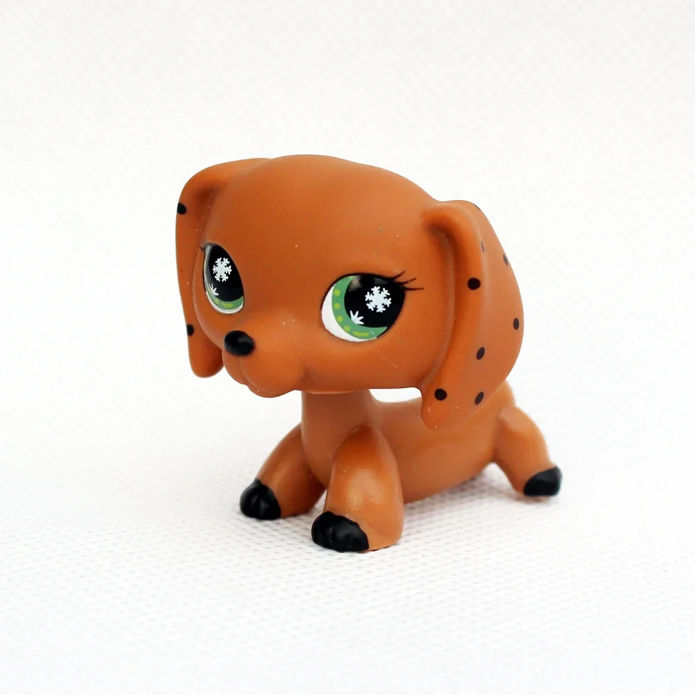 Rare pet Real littlest pet shop bobble head toy DACHSHUND old rare brown sausage dog snowflake eyes lps