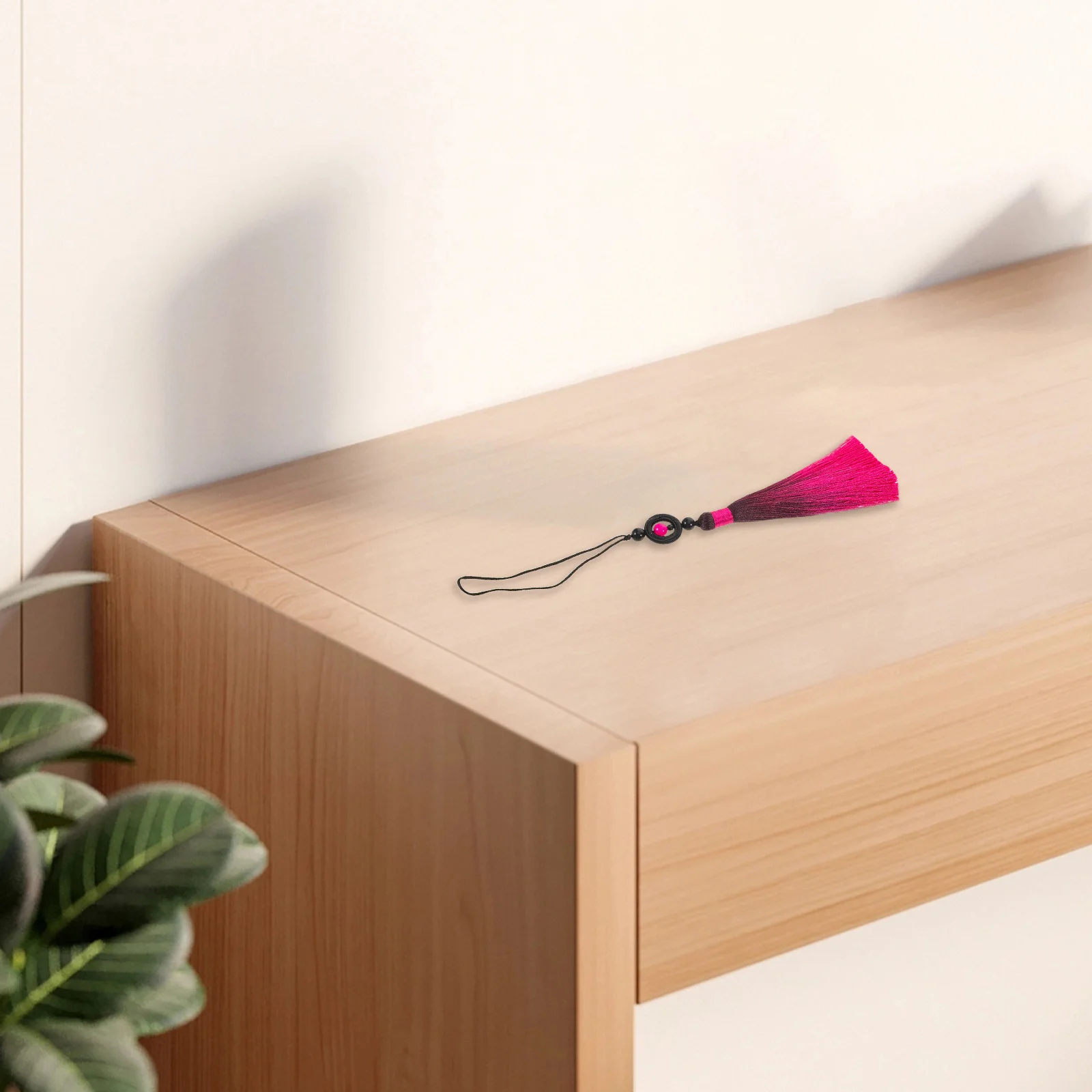 Colgante de Tai Chi con borlas de Año Nuevo Chinoiserie, decoración de la suerte, colgante para el hogar, borla roja rosa, joyería de artes marciales, abanico de mano