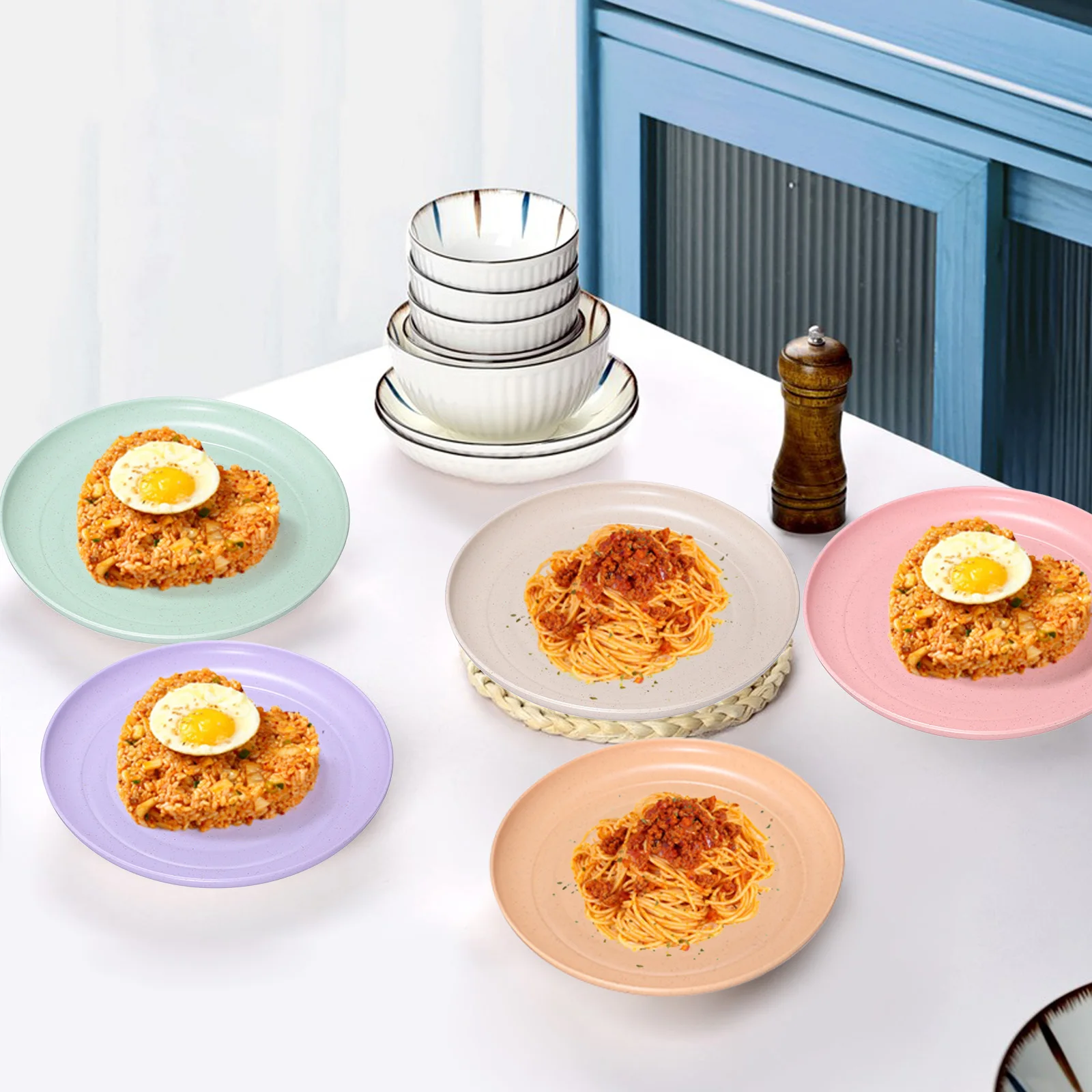 

6Pcs Small Dish Set Premium PP Wheat Straw Material Multi-Purpose Storage Plate for Snacks Fruits Desserts Bone Residue Creative