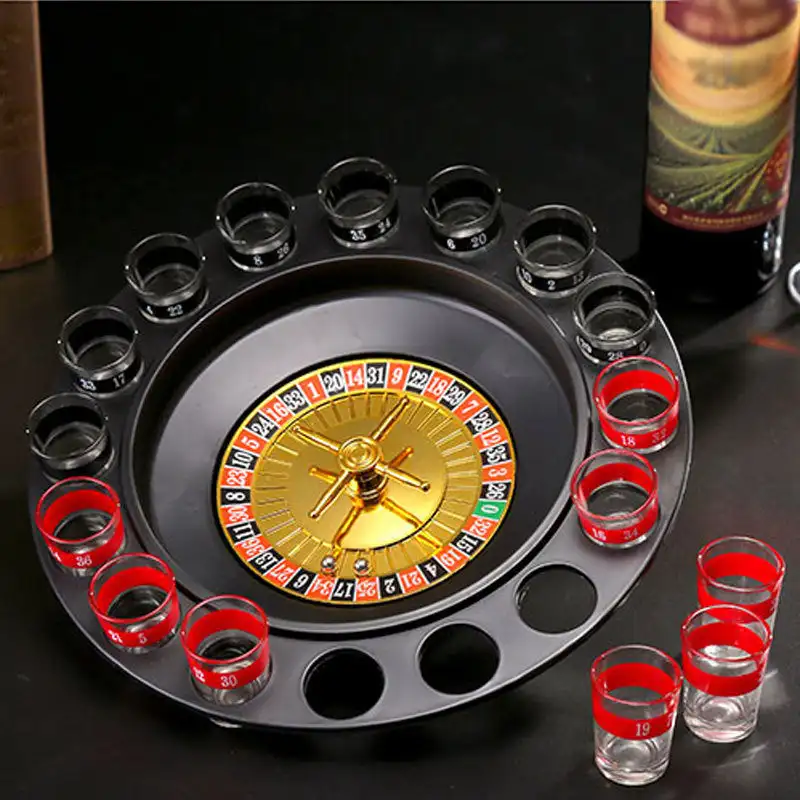 16pc Shot Roulette Game Set Creative Russia Drinking turntable Shot Glass Roulette Set Novelty Drinking Game Family Board Game