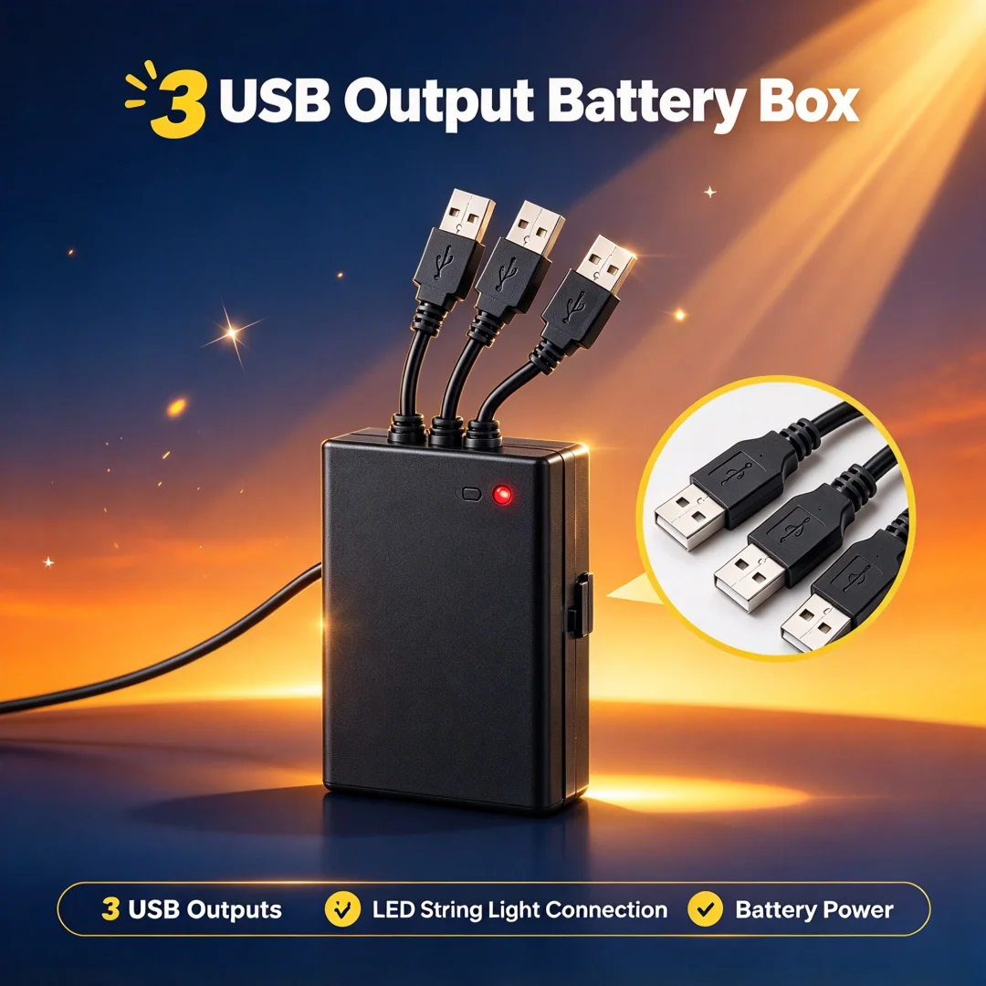 AA Battery Box with 3 USB Output Power Supply for Building Block LED Light Wires Model Lighting Accessory view 2