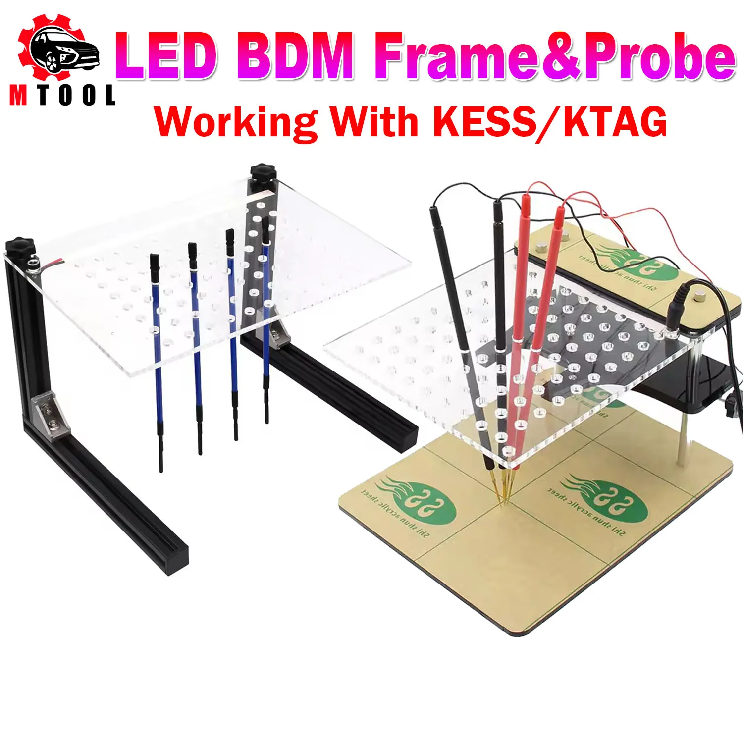 LED BDM FRAME BDM Probe BDM Frame 2in1 Adapters For KESS KTAG FGT-ECH V54 ECU Progammer Chip Tuning Tool LED ECU Programmer