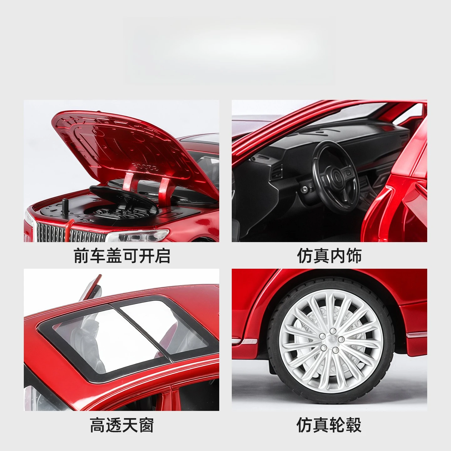 Modelo de sedán de lujo H9 1:32, modelo de aleación de Metal fundido a presión, sonido de coche, luz, colección extraíble, juguete para regalo para niños