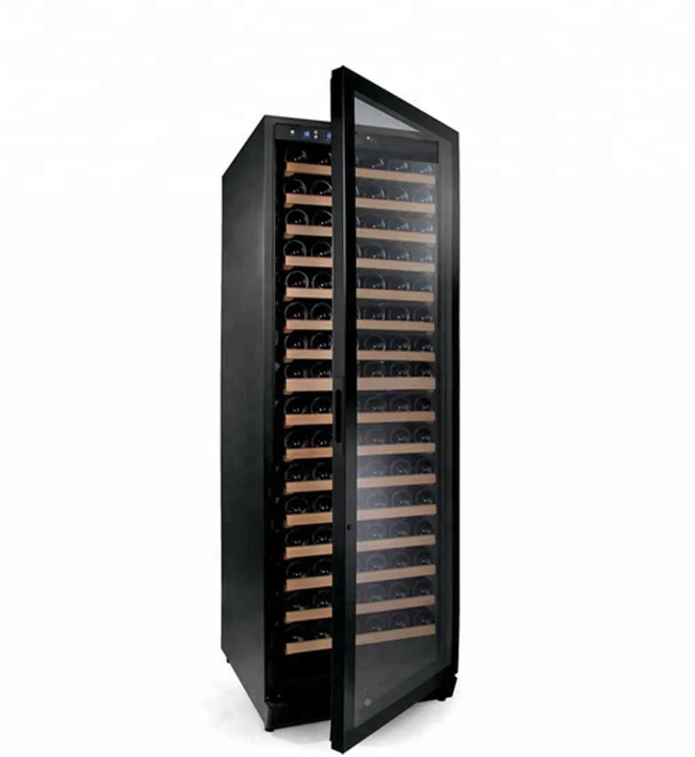 Electric Freezer Wine Fridge Cabinet with Full Glass Door Large Built-In Wooden Shelves Constant Temperature for Household Use