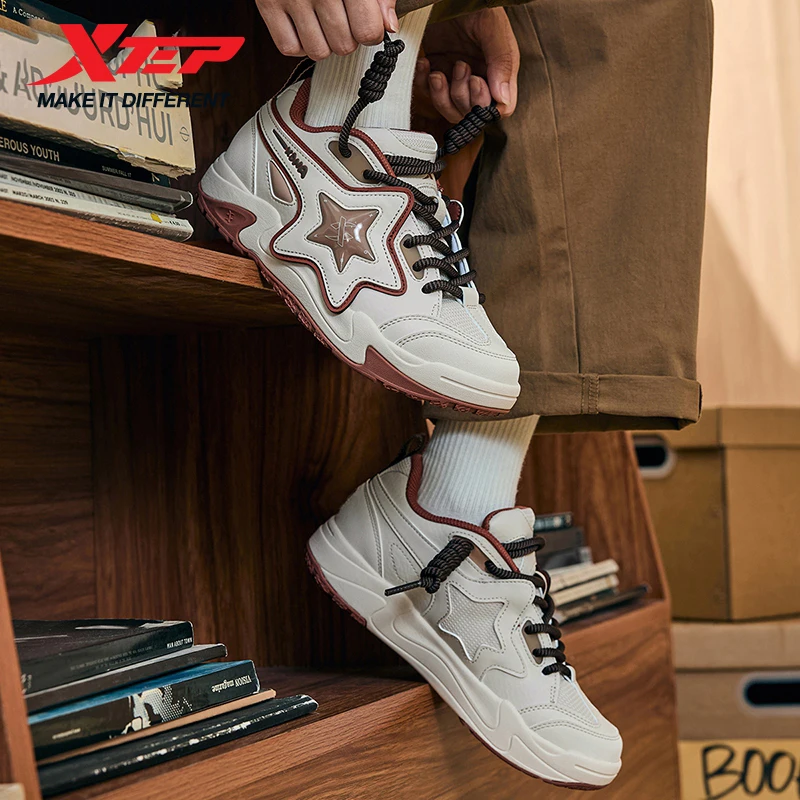 Xtep Sneakers For Women Wear-Resistant Fashion Street Style Casual Shoes Lightweight Lace Up Chic Skate Shoes 976318330003
