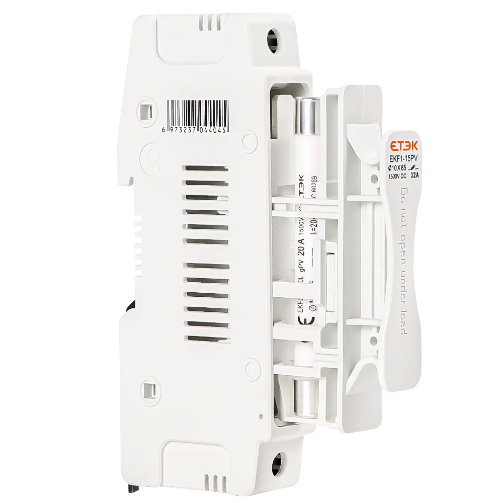 

ETEK DC Solar Fuse Holder 1500V 1P 15A 20A 25A 32A Photovoltaic Fuse Base Link PV System GPV 10x85mm DIN Rail EKF1-15PV-10L