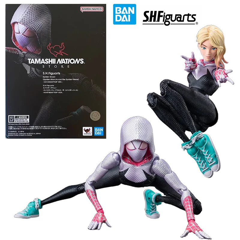 Bandai S.H.Figuarts Spider Gwen Spider Man Across The Spider Verse 1610 Rooftop Ver. 16Cm Anime Original Action Figure Model Toy