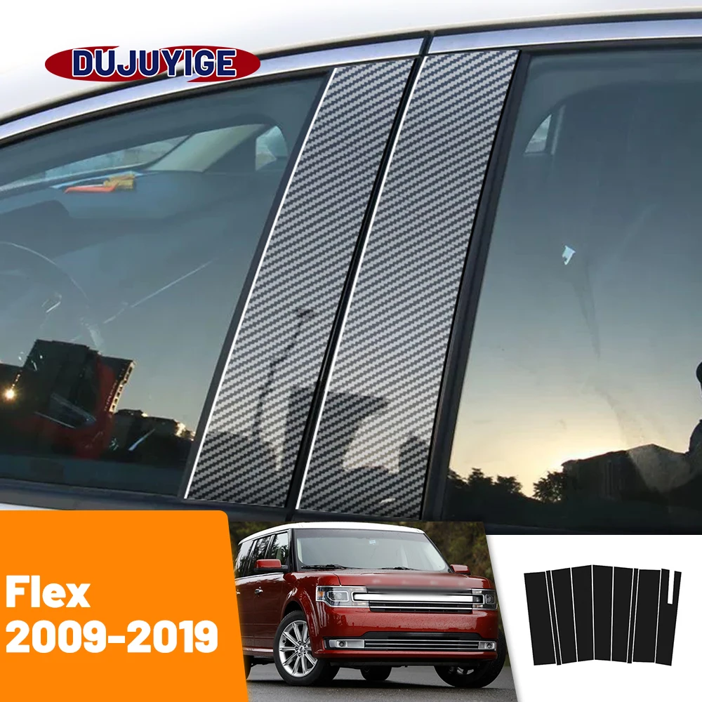 

For Ford Flex 2009-2019 2010 2011 2012 2013 2014 9pcs Carbon Fiber Window Door Column Deal B C Pillar Post Cover Trim Sticker