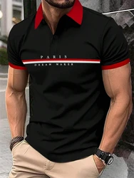 Letter Men's Summer Polo Shirt Breathable Golf Polo T-Shirt Sport Hiking Shirts Casual Work Short Sleeved Male Business Clothes