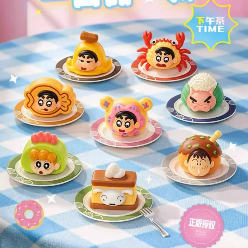 Nueva Serie de Cajas Sorpresa Miniatura de Crayon Shinchan Afternoon Tea, Artículos de Decoración de Escritorio, Figuras Coleccionables de Moda, Regalo Sorpresa