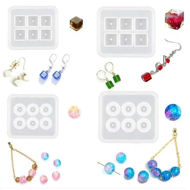 6-Compartment Silicone Jewelry Mold for Beads Cube Ball Epoxy Resin 9mm/12mm/16mm DIY Handmade Crafting Material