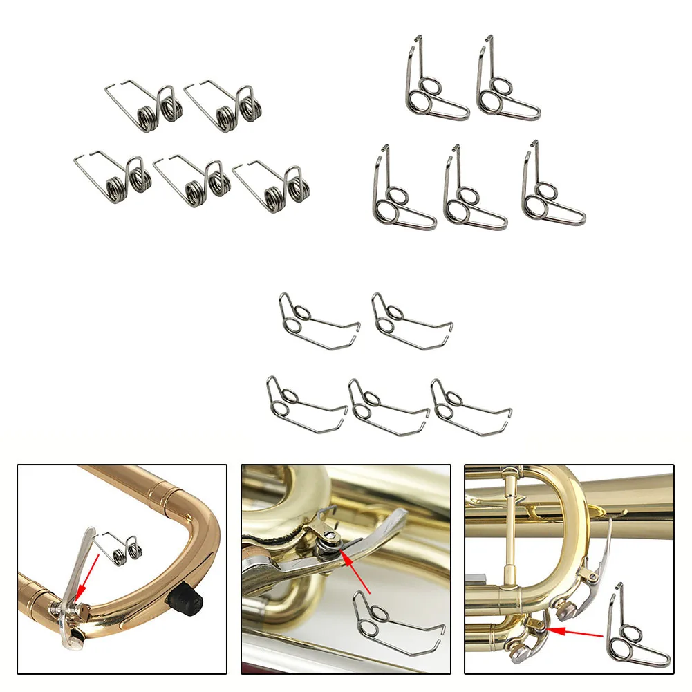 5 PCS Set Iron Trumpet Trombone Alto  Valve Spring Silver Water Key Spring Replace Practical Replacement Accessories