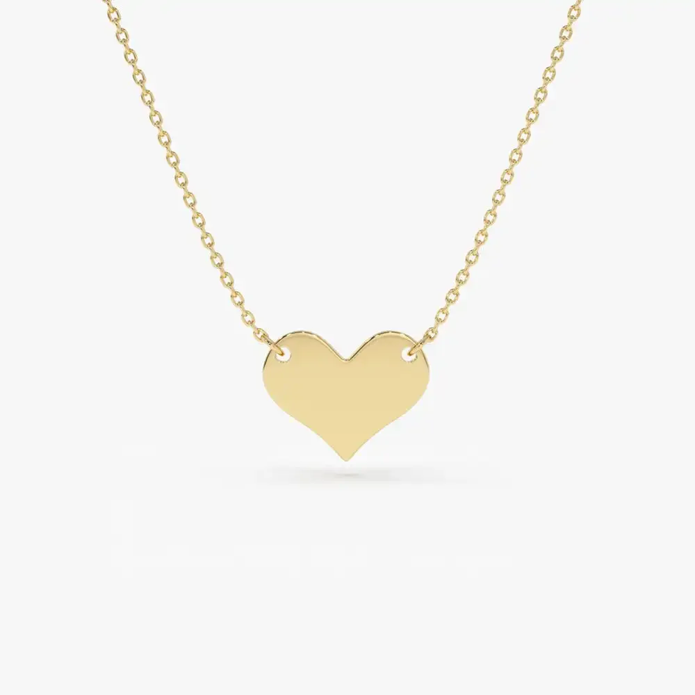 14k Gold Heart Shape Necklace Fashion Jewelry For Girlfriend Gift Pendant Promise Valentine Gift Wedding Party Wear Necklace