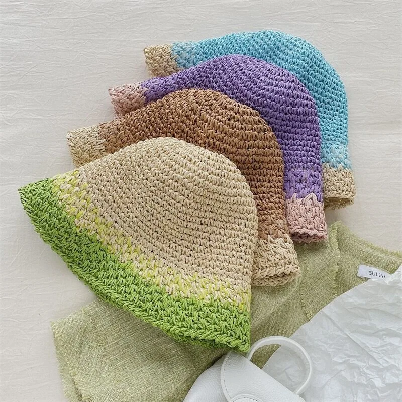 Фиолетовая шляпа для девочек в летнем путешествии, солнцезащитный козырек, пляжная рыбацкая шляпа, цветная шляпа для умывальника