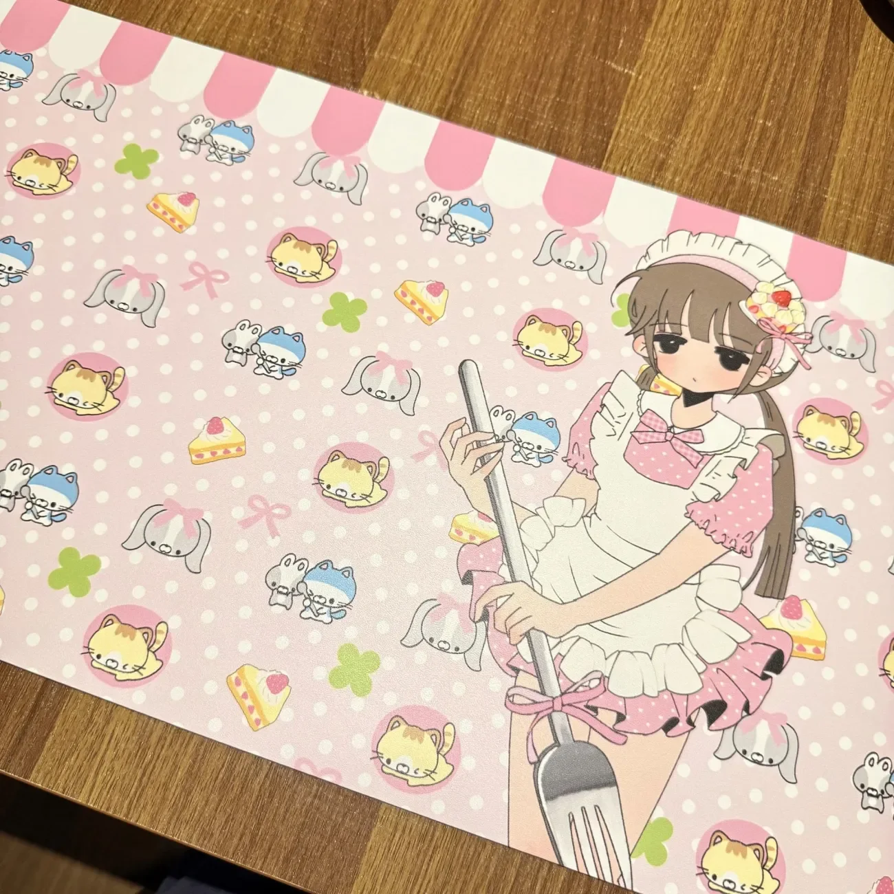 Leather Desk Pad Protector Four-leaf Clover Anime Maid Kawaii Mouse Pad Office Desk Mat Waterproof Non-Slip PU Desk Blotter Pad