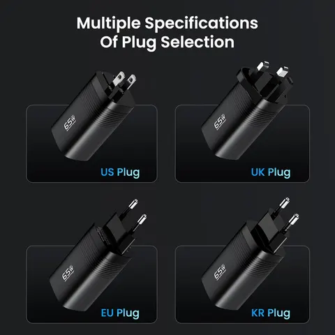 Зарядное устройство ASOMETECH GaN 65W USB Type C с быстрой зарядкой для MacBook и iPhone — внешний вид товара
