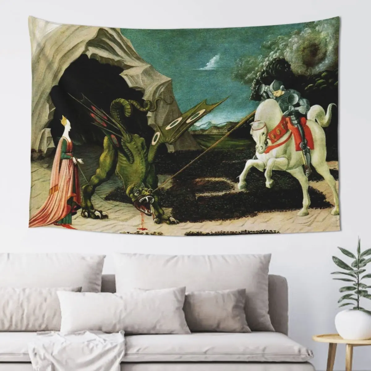 Saint George, Dragon and Princess by Paolo Uccello Tapestry Decorative Paintings On The Wall Custom Tapestry