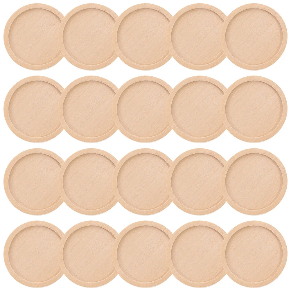 

50 PCS Jewelry Dish Tray Log Wood Color Bottom Holder Bezel Pendant Trays DIY Base