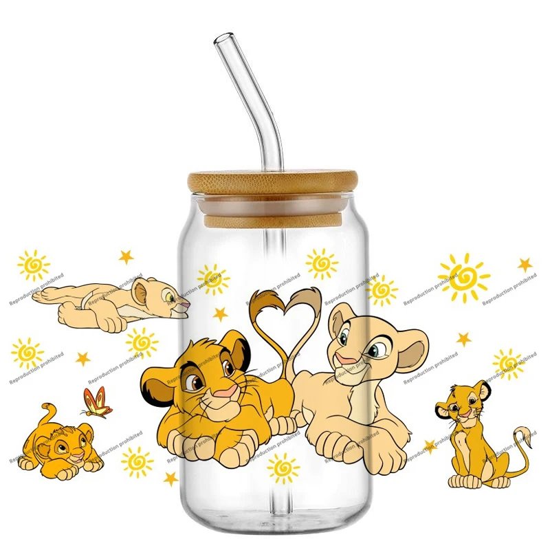 

Best Selling Disney Lion King Series Stickers 16oz Glass Cup Decal Waterproof DIY Personalized Craft Gift Wrap