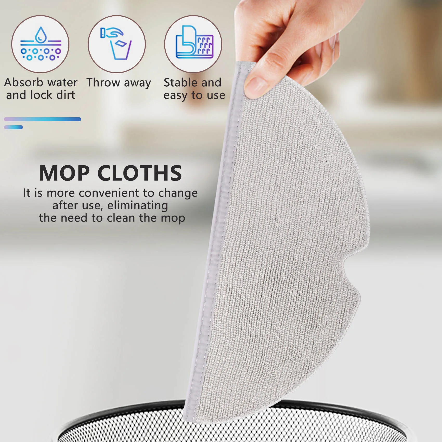 10 Pcs Microfiber Mopping Cloth Compatible for Roborock S5 S5 Max S6 S6 Pure S6 MaxV E4 E35 E2 Vacuum Cleaner Parts