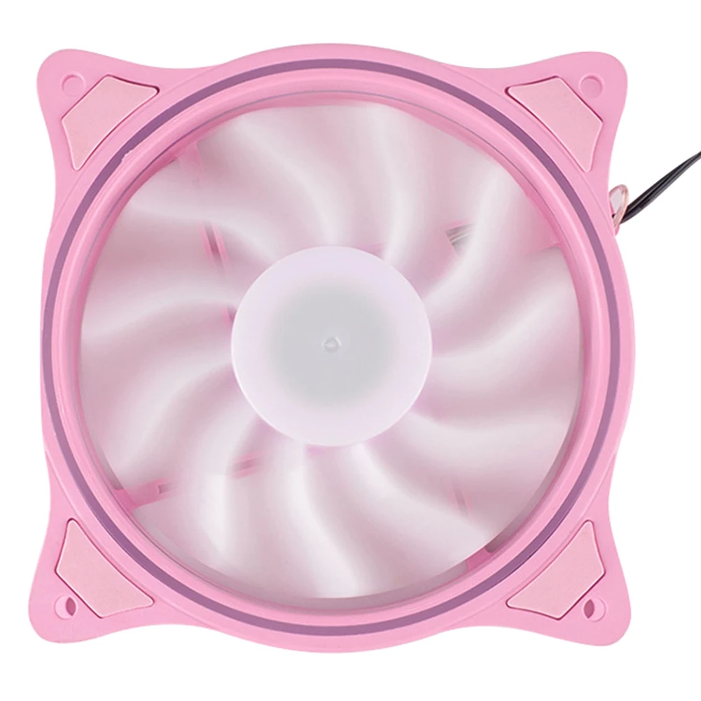 12Cm Cooling Fan Aperture Inside and Outside Light Pink LED Silent High Wind Volume Computer RGB Cooling