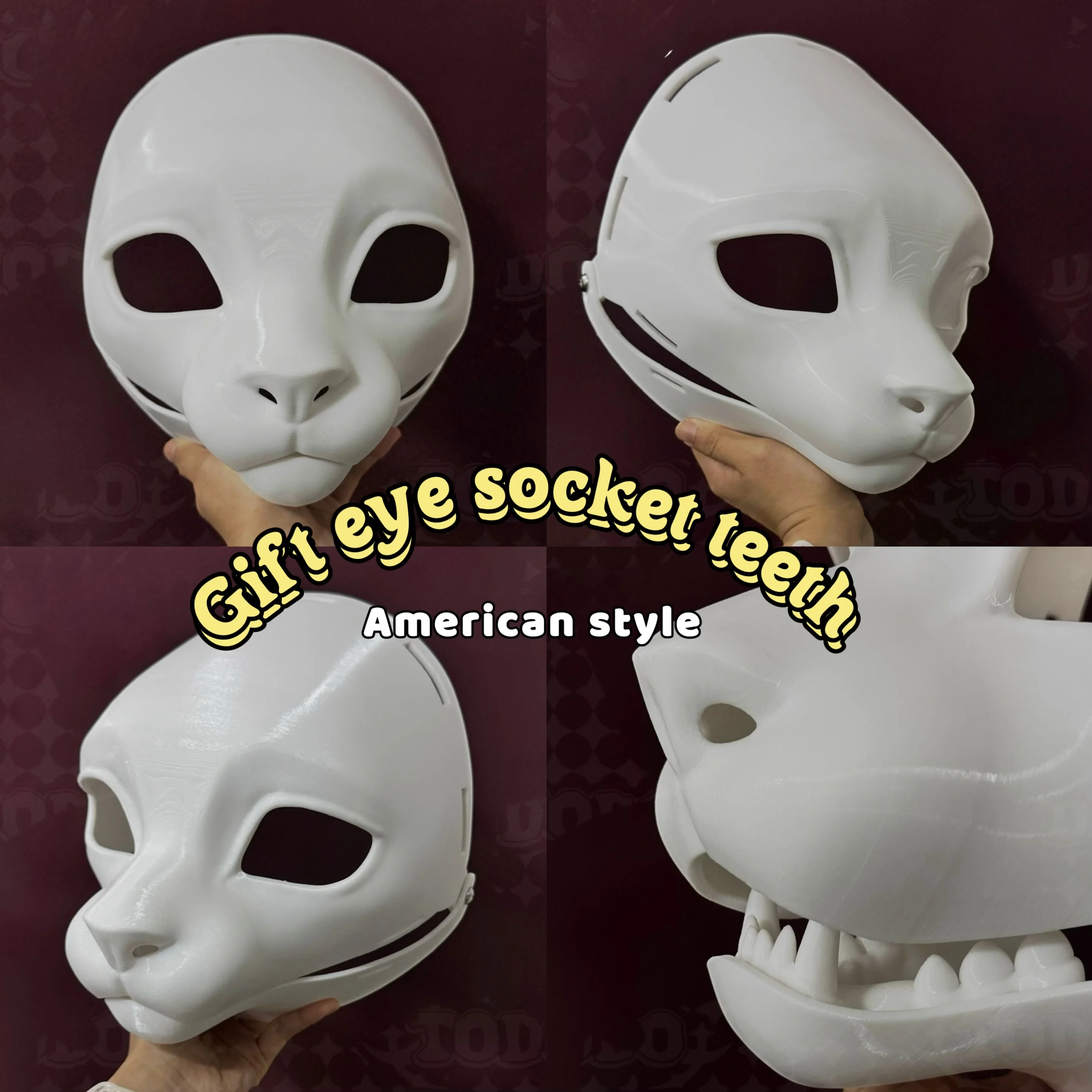 American Style Base Mask Animal Outfit Fur Suit American Style Skull Movable Jaw Kitten Semi Realistic American Style cos prop