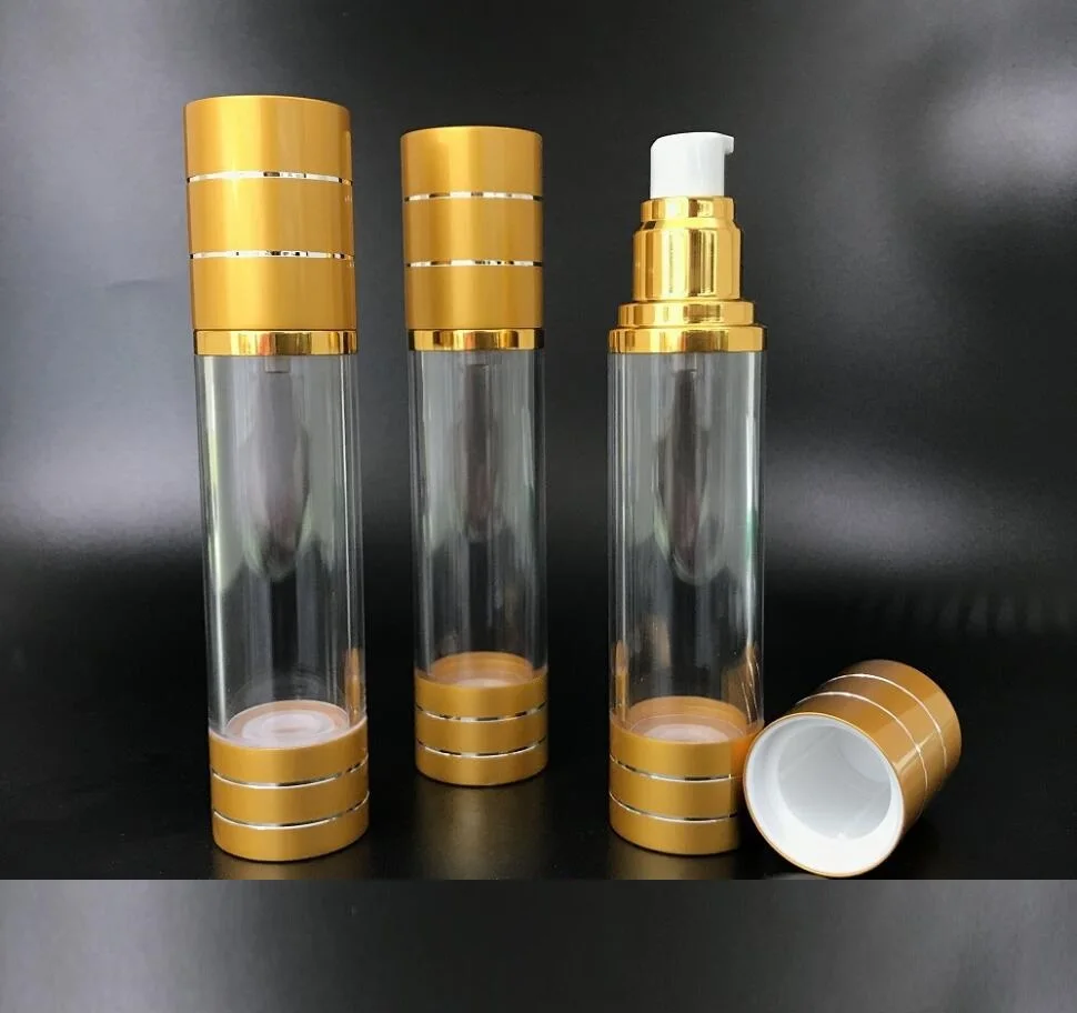 100ML gold plastic airless bottle for lotion/emulsion/serum/toner/whitening liquid essence refillable portable skin care packing