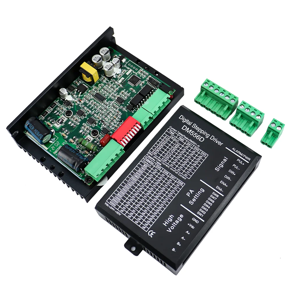 

HLTNC DM556 Драйвер шагового двигателя постоянного тока Контроллер драйвера 24 В-50 В 5,6 А для NEMA17 42 мм NEMA23 57 мм NEMA34 86 мм 2PH Шаговый двигатель