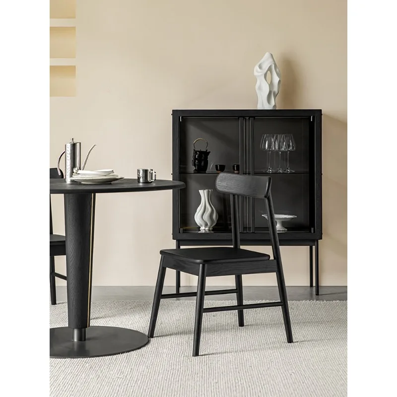 Display cabinet, solid wood black household glass door, dust-proof display cabinet, simple figure locker
