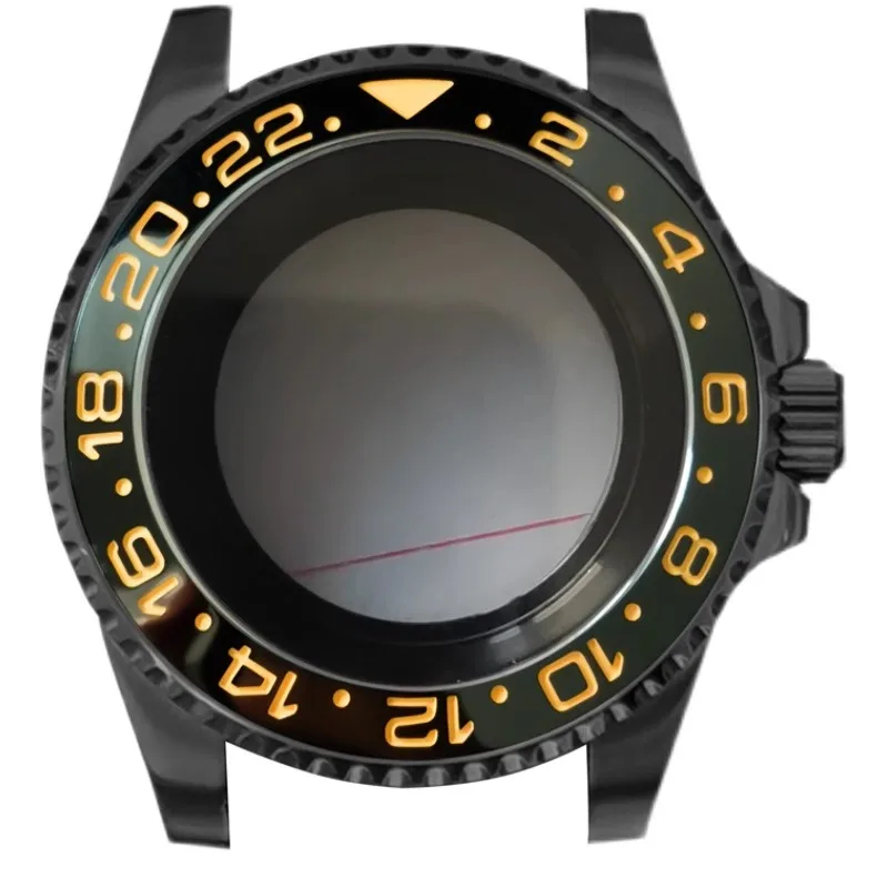 PVD 도금 블랙 SUB 스틸 케이스, NH35/NH36 무브먼트에 적합한 사파이어 플랫 미러, 40mm