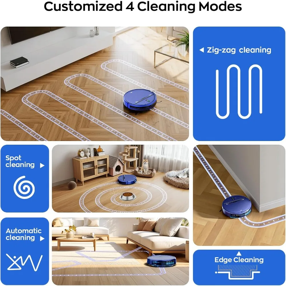 Robot Vacuum and Mop Combo, 2-in-1 Mopping Robot Vacuum Cleaner with 2300Pa Suction, 2.87'' Slim Design, Wi-Fi/App/Voice Control