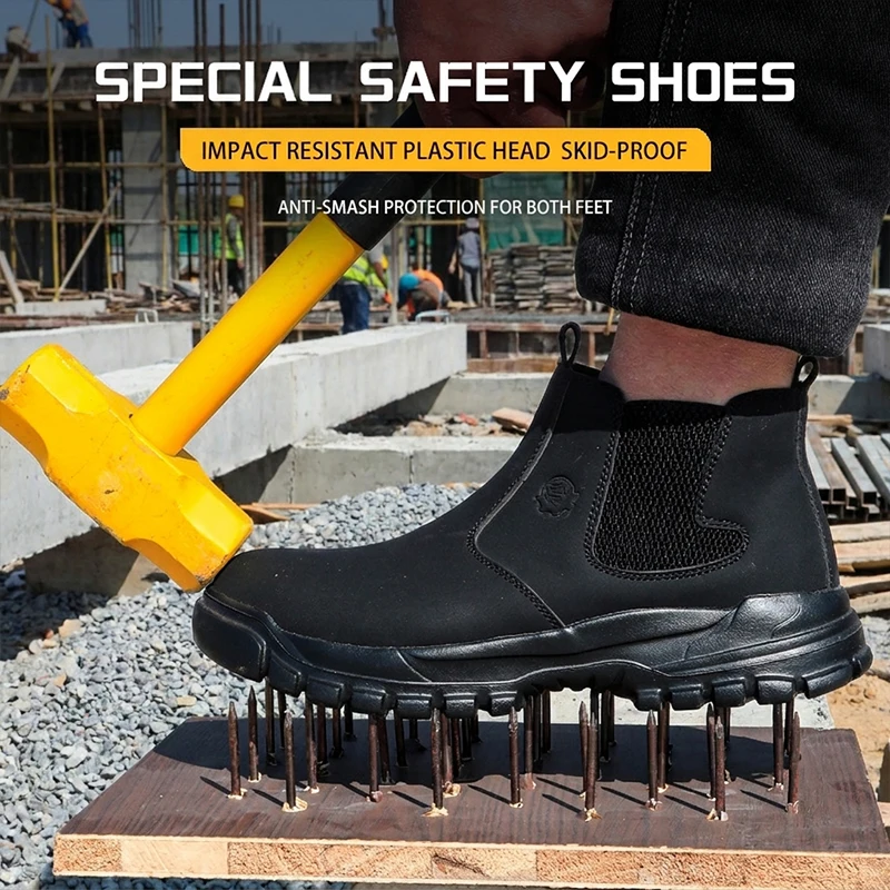 Unisex Steel Toe Kevlar Anti-Puncture EVA Sole Microfiber Upper Easy On Off Boots for Electrical Work shoes Safety shoes