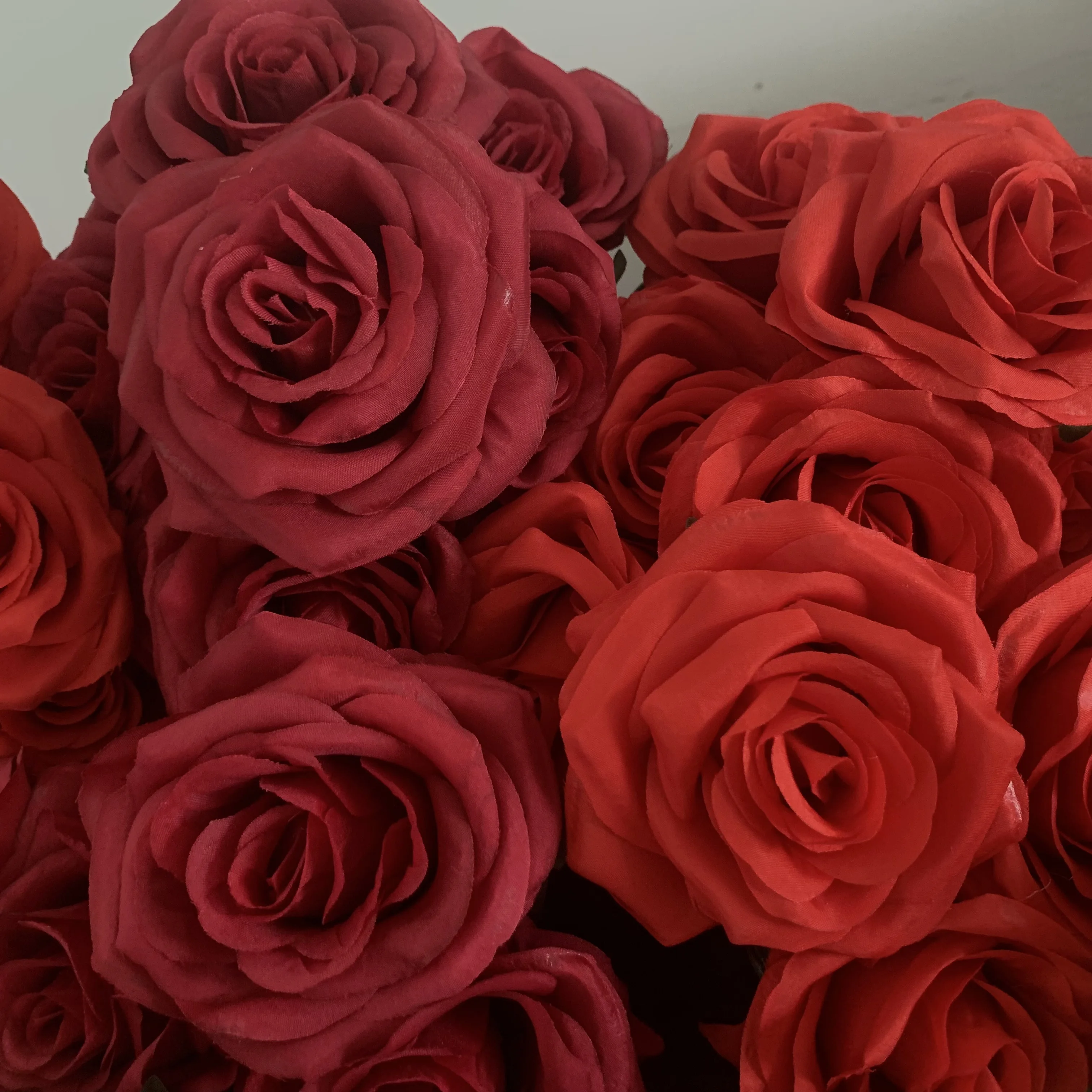 9Heads Roses Bouquet Artificial Flower red dark red wine red Rose Fake Rose Living Room  Decoration Wedding