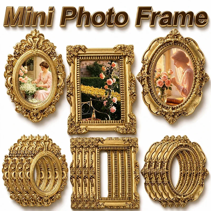 10/5pcs Vintage Resin Mini Photo Frames Wall Hanging Jewelry Scrapbooking Desktop Ornaments DIY Crafts Display Decor Accessories