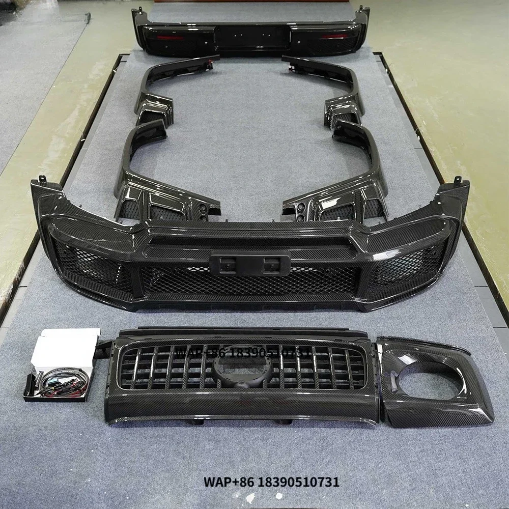 

For Auto Body Kits G-Wagon G500 G63 W464 to G900 Bra-bus Style Dry Carbon Fiber Bumper Lip G Class Grille