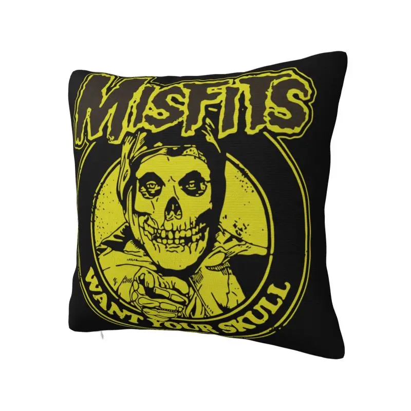 Custom Horror Rock Roll The M-Misfitses Skull Cushion Cover Sofa Living Room Heavy Metal Square Pillow Case