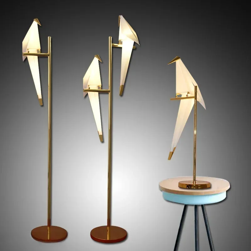 

Bird Paper Floor lamp Nordic gold floor light Bedroom living room origami light Study Reading table lamp Deco Luminaire