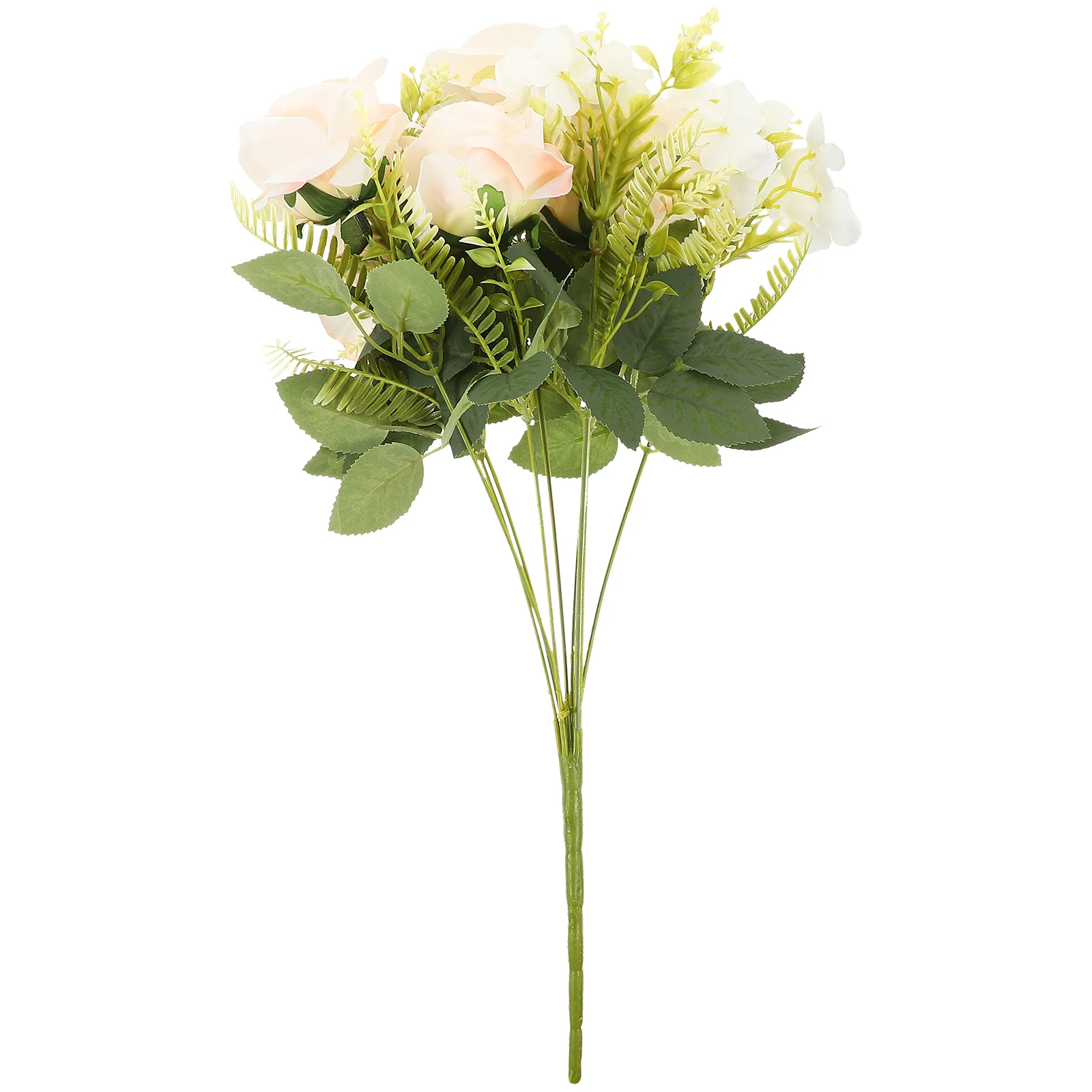 

Faux Roses with Stems Artificial Home Decor Bouquet of White Silk Cloth Flowers