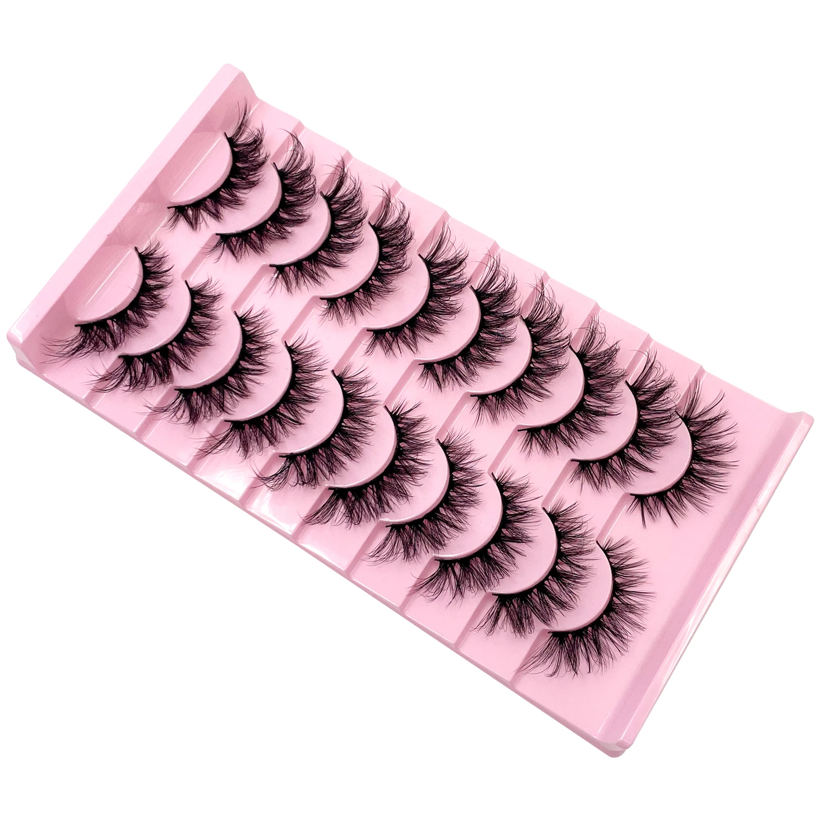 10 أزواج من رموش المنك المزيفة الطبيعية الطويلة المتقاطعة Wispy رقيق قصير الجمال الرموش الموسعة الرموش الصناعية الطبيعية #4