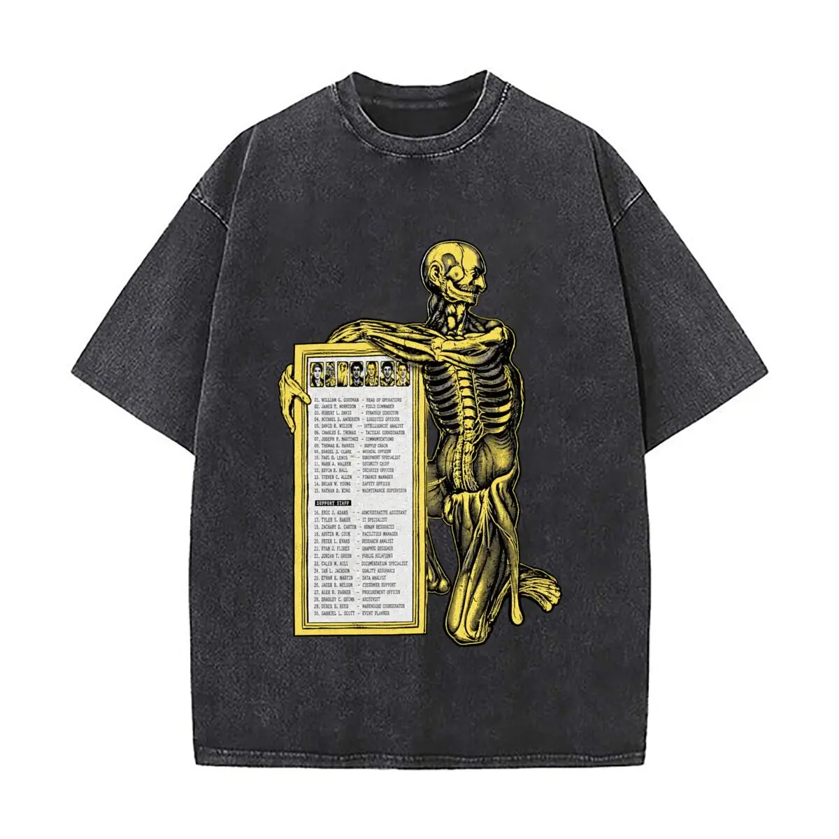 Carcass Nauseating North American Tour Anatomy Skeleton Band Member List Graphic Vintage Distressed Loose Streetwear Tops