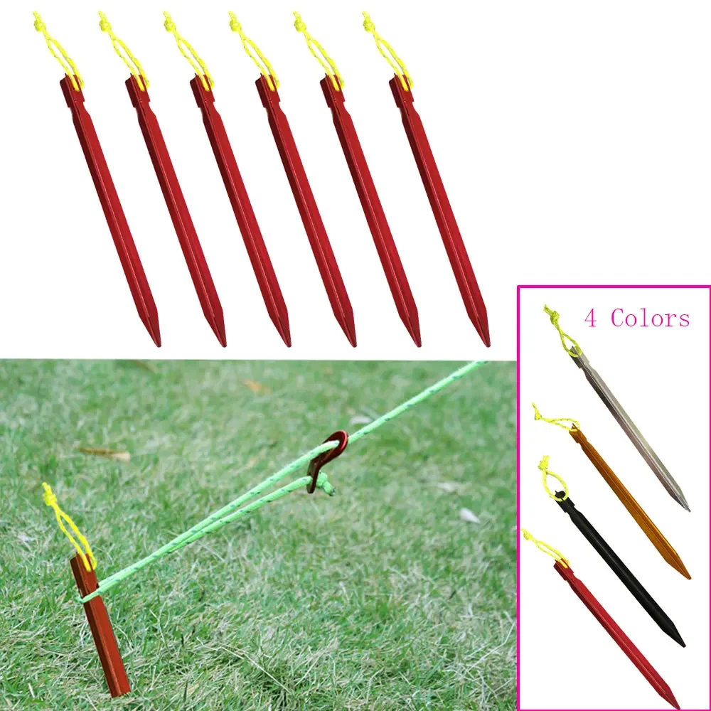 Tent Pegs 18cm Aluminum Tent Stake with Rope Outdoor Tent Nail Peg Tent Accessories Equipment