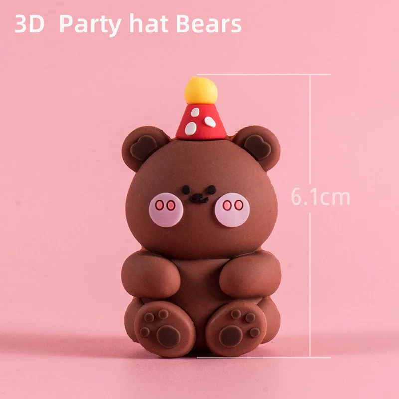 Cartoon Party Animal Cake Topper 3D INS Bear Easter Bunny Chinese Zodiac for Kids Happy Birthday Decorations Boys or Girls Gifts