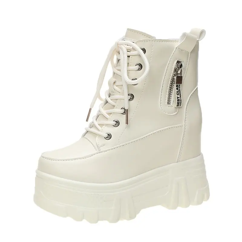2026 New 10CM Platform Wedge Shoes Leather Spring Autumn Walking Sneakers Hidden Heels Women Autumn Chunky Sneaker Fashion