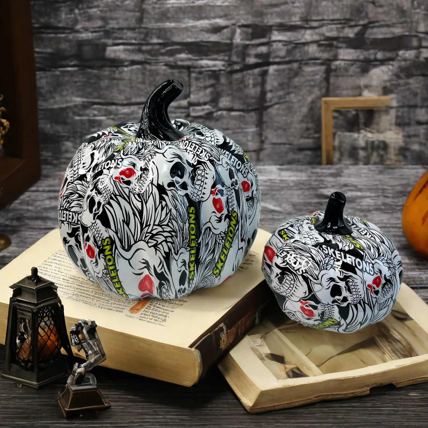 New Halloween Pumpkin Resin Ornament Crafts Desktop Decoration Garden Horror Atmosphere Decoration Props