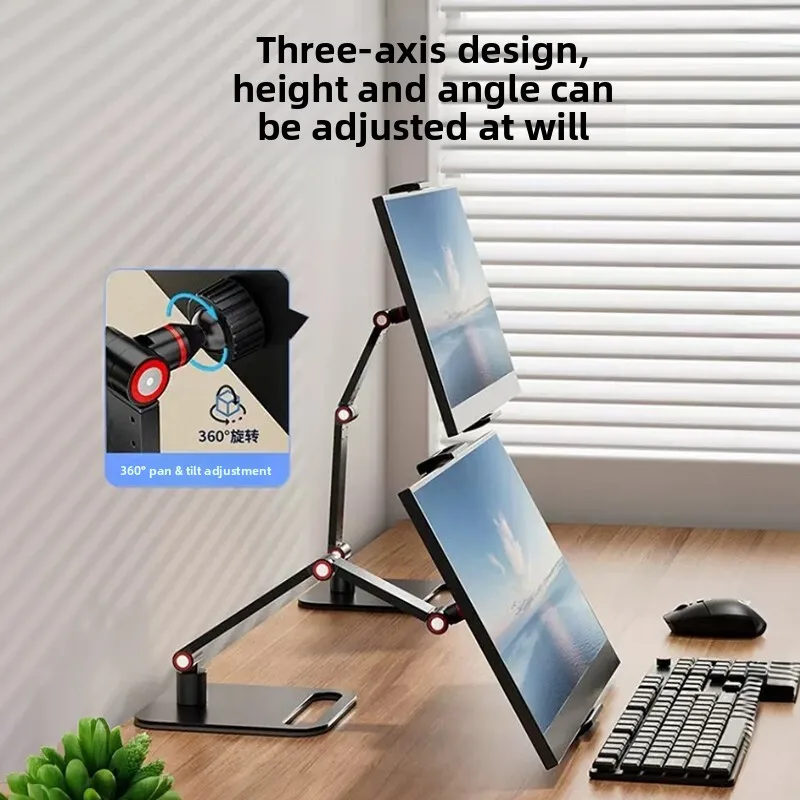 Portable Lifting Monitor Stand for Desktop Live Streaming Phone Tablet Adjustable Ergonomic Universal Mount