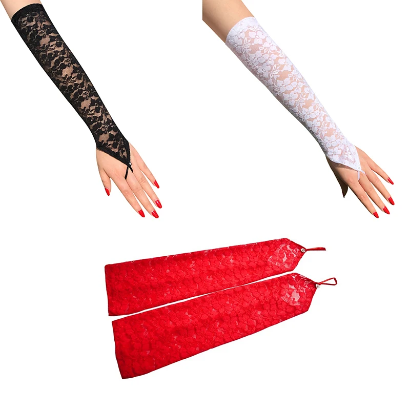 1Pair Fashion Dress Accessories Sexy Lace Long Gloves Women Fingerless Mittens