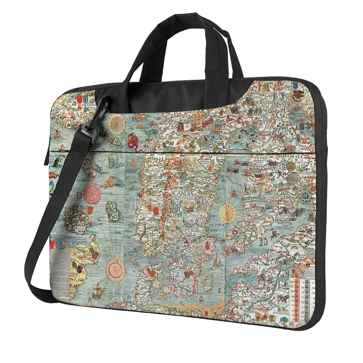 

Carta Marina, Map Of Scandinavia By Olaus Magnus - 1539 Laptop Bag Case Protective Vintage Computer Bag Crossbody Laptop Pouch